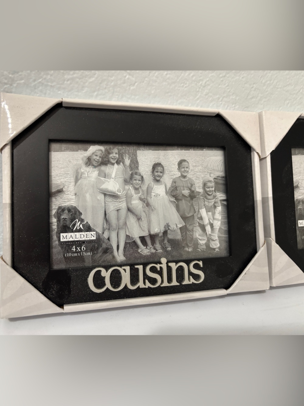 Malden Black Photo Frame with 'cousins' Raised Lettering